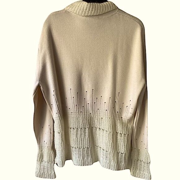 3.1 Phillip Lim Drop Needle Mohair Turtleneck Ivory Distressed Sweater - Picture 5 of 8